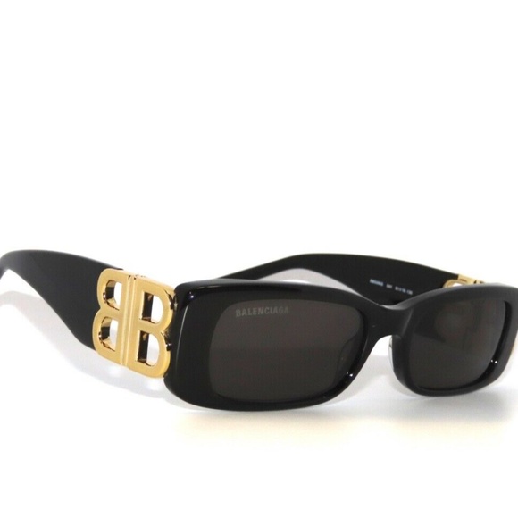 Balenciaga BB0096S 001 Black Gold Gray Sunglasses main image 4